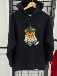 Teddy Bear Baskılı Kapüşonlu Sweatshirt Siyah