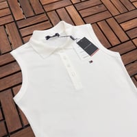 Tom Polo Yaka Sıfır Kol Beyaz Tshirt