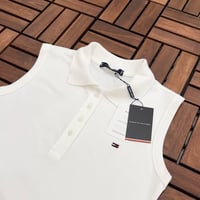 Tom Polo Yaka Sıfır Kol Beyaz Tshirt