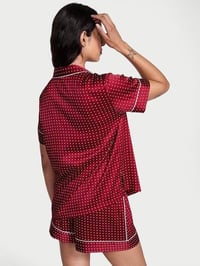 VS Saten Şort Gömlek Pijama Takımı