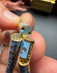 Ayasofya Model Mavi ve Gold Renk Mineli Küçük Boy Gümüş Tesbih