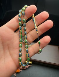 Ayasofya Model  Yeşil ve Mavi Renk Mineli Küçük Boy Gümüş Tesbih