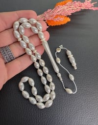 Beyzi Model Gümüş İşlemeli Fil Dişi Tesbih