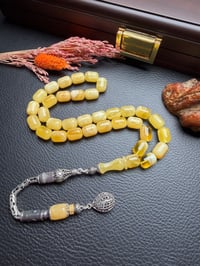 Büyük Boy Kapsül Kesim Rus Kaya Damla Kehribar Tesbih
