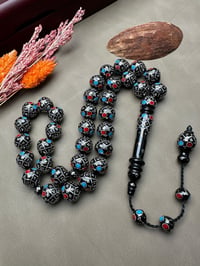 Damla Model Gümüş ve Mine İşlemeli Kınalı Kuka Tesbih