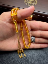 Gold Renk Püskül Dizayn Rus Kaya Damla Kehribar Tesbih