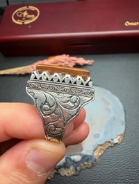 Gümüş Yarma İşlemeli Kuka Taşlı Gümüş Yüzük