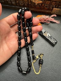 Kapsül Model Gümüş İşlemeli Erzurum Oltu Taşı Tesbih