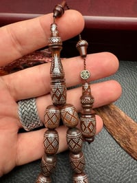 Kapsül Model Maskot Gümüş  İşlemeli Kuka Tesbih