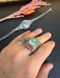 Kapsül Model Mavi Renk Sentetik Opal Tesbih ve Gümüş Set