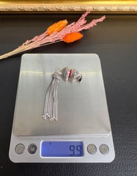 Kırmızı Renk Mine İşlemeli Gümüş Püskül