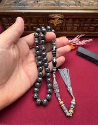 Küre Model Gümüş İşlemeli Erzurum Oltu Taşı Tesbih