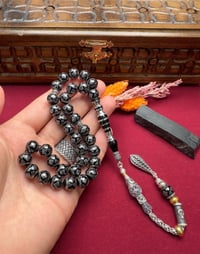 Küre Model Gümüş İşlemeli Erzurum Oltu Taşı Tesbih