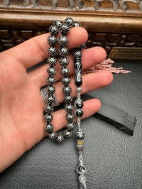 Küre Model Gümüş İşlemeli Erzurum Oltu Taşı Tesbih