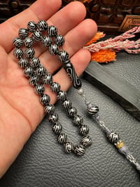 Küre Model Gümüş İşlemeli Erzurum Oltu Taşı Tesbih