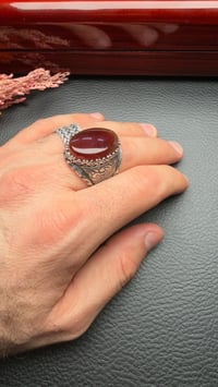 Osman Özpala Usta İşi Yemen Akik Taşlı Özel Tasarım Gümüş Yüzük