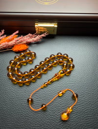 Sarı Renk Küre Model Ateş Kehribar Tesbih