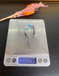 Turkuaz Renk Ayyıldız Model Mine İşlemeli Gümüş Püskül