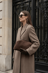Acı Kahve Süet Deri Portföy Clutch Çanta