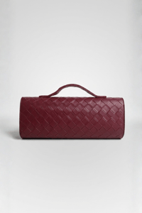 Bordo Örgü Derili Portföy Clutch Çanta