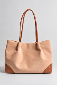 Camel Örgü Detaylı Süet Tote Çanta