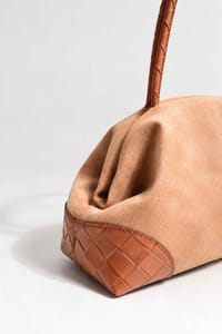 Camel Süet Örgü Detaylı Omuz Çantası