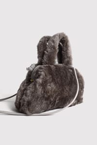 Gri Peluş Tote El ve Omuz Çantası
