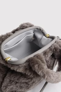 Gri Peluş Tote El ve Omuz Çantası