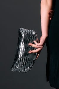 Gümüş Payetli Clutch Abiye Çanta