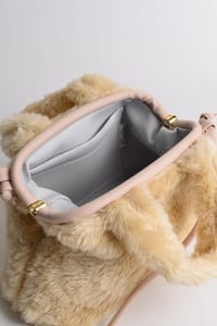 Krem Peluş Tote El ve Omuz Çantası