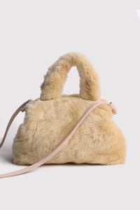 Krem Peluş Tote El ve Omuz Çantası