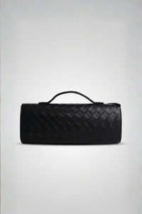 Siyah Örgü Derili Portföy Clutch Çanta