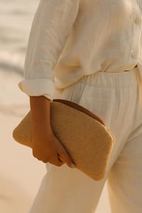 Taba Jüt Clutch Portföy Hasır Çanta