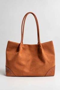 Taba Örgü Detaylı Süet Tote Çanta