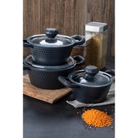 Ferro Plus Midi Siyah Cap Kapak 16-18-20Cm Derin Tencere Seti