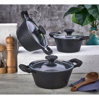 Ferro Plus Midi Siyah Cap Kapak 16-18-20Cm Derin Tencere Seti