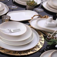 Güral Porselen 69 Parça Bilbao Bone Gold Renk File Yemek Takımı