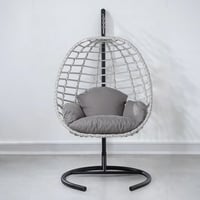Lilyum Tekli Beyaz Rattan Salıncak