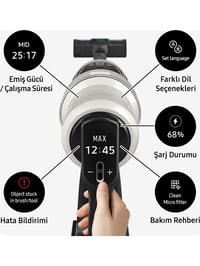 Samsung VS25C9754QG/TR Bespoke Şarjlı Dikey Süpürge, 250W Emiş Gücü, Dijital Invertör Motor