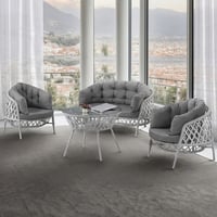 Viola 2+1+1 Beyaz Bahçe Balkon Oturma Koltuk Takımı 