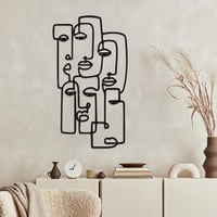 Abstract Faces – Soyut Durgun Bakışlı Metal Dekor, Boho Metal Duvar Tablosu, Figüratif Metal Dekor