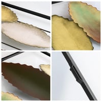 Bilgen Büyük Boy Metal Duvar Tablosu 114x60 cm – El Boyaması Botanik Yaprak Tasarımı, Yeşil ve Altın Tonlar