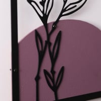 Boho Tarzı Geometrik ve Botanik Ahşap Detaylı Metal Tablo Seti