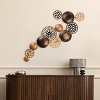Bronte Bronz Soyut Metal Duvar Tablosu | Dairesel Formda Geometrik Duvar Panosu | Modern Metal Duvar Dekoru, Salon Ofis Otel Dekoru