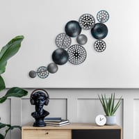 Bronte Safir-Antrasit Soyut Metal Duvar Tablosu | Metal Duvar Dekoru Salon & Ofis Süsü | Geometrik Tasarım