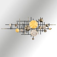 Cardamom Soyut Metal Duvar Tablosu, Altın Detaylı Dairesel Form Metal Tablo, Ev Ofis Duvar Panosu , Renkli Duvar Dekoru