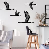 Cranes 4 Parça Turna Metal Duvar Tablosu, Trend Duvar Dekoru, Estetik Duvar Süsü