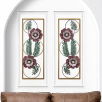 Hülasa Çiçek Desenli Metal Duvar Tablosu 2’li Set - Yaprak Motifli Dekor