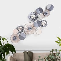 Neslihan O. İçin Özel Olarak Hazırlanmış İki Adet 32x90 ve İki Adet 35 cm Ø Çiçek ve Yaprak Motifli Toplam Dört Parça Duvar Dekorasyon Seti