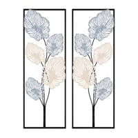 Neslihan O. İçin Özel Olarak Hazırlanmış İki Adet 32x90 ve İki Adet 35 cm Ø Çiçek ve Yaprak Motifli Toplam Dört Parça Duvar Dekorasyon Seti